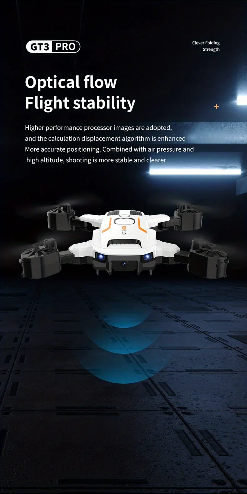 gt3 drone with dual camera 3 batteries optical flow location headless mode altitude hold mode foldable wifi fpv rc quadcopter helicopter toys gift for kids adults beginners details 2