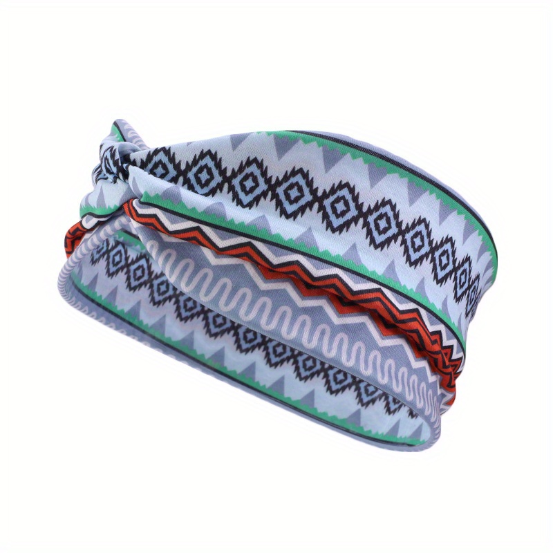 Boho Women Print Cross Knotted Headband Elastic Head Wrap Bandana