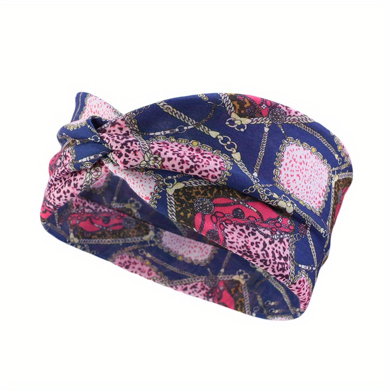 Boho Women Print Cross Knotted Headband Elastic Head Wrap Bandana