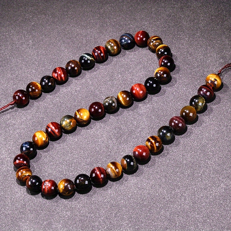 natural three color tiger eye stone loose beads round beads wholesale semi finished products dly jewelry woven bracelet necklace sweater chain details 0