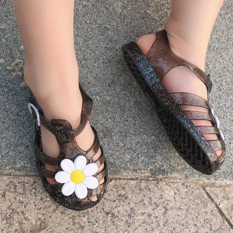 Toddler Girls Trendy Cute Flower Open Toe Flat Strappy - Temu