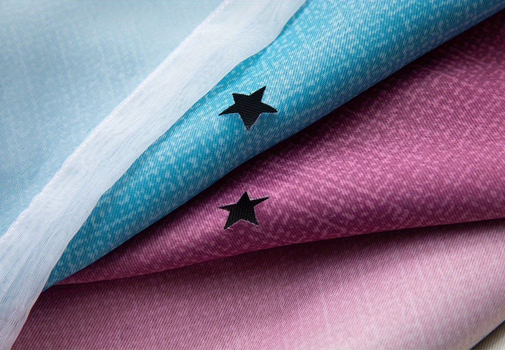 1 panel rainbow hollow out star pattern curtain for nursery bedroom and living room double layer window treatment grommet top curtain home decor details 3