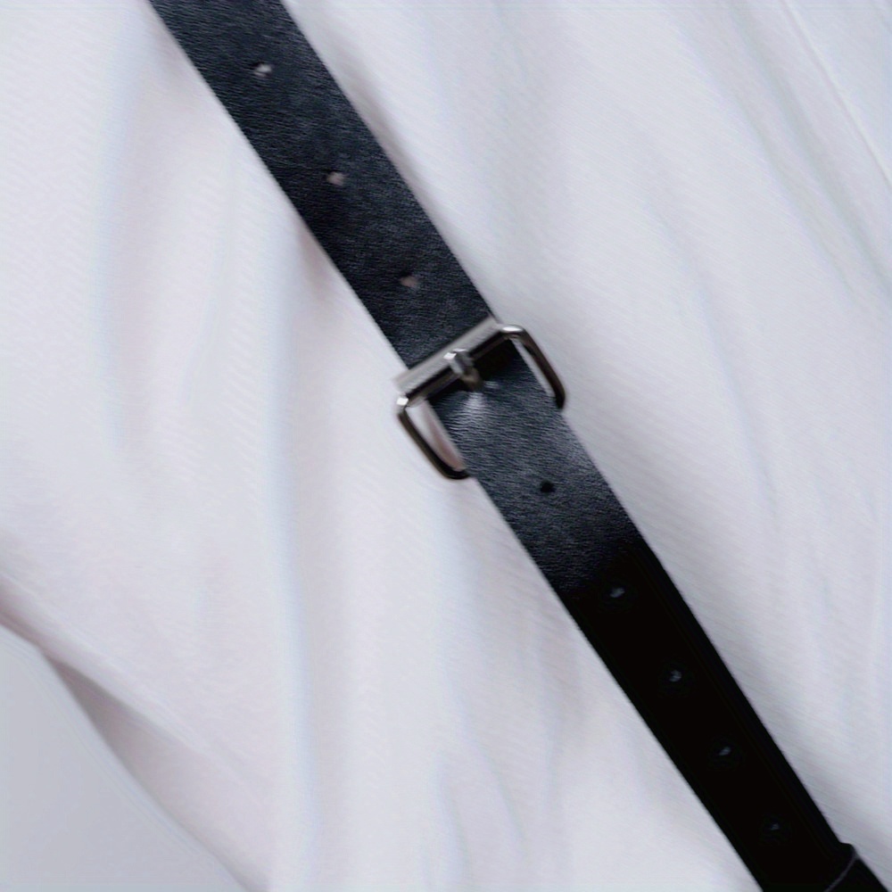 Harnais à bretelles en simili cuir pour hommes, boucles de ceinture,  anneaux O, bretelles réglables à une épaule, Double bretelles