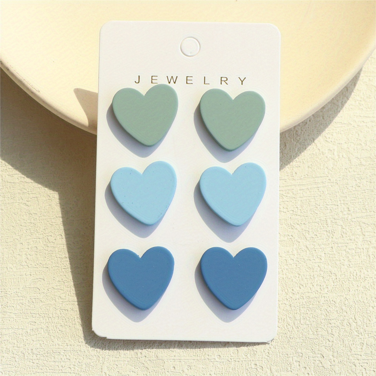 Image of 3 Pairs/ Set Heart Shape Stud Earrings Macaroon Color Sexy Cute Style Acrylic Jewelry Light Weight Delicate Gift For Lovers