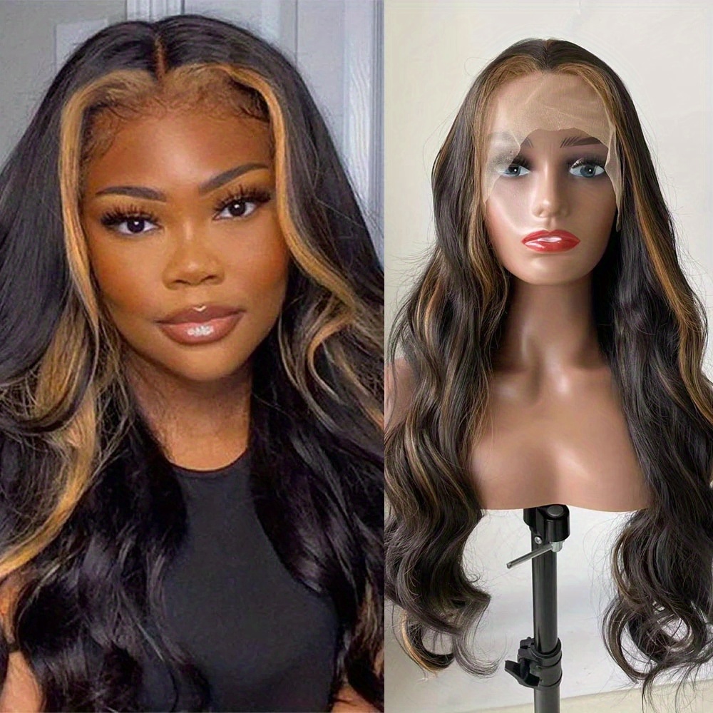 Wigs for Women Wig Daily Wave Lace Front Wigs Human Hair for Black Women  Density Lace Front Wigs Human Hair Wigs for Men Party (Color : Black, Size  : 26 Inch) 