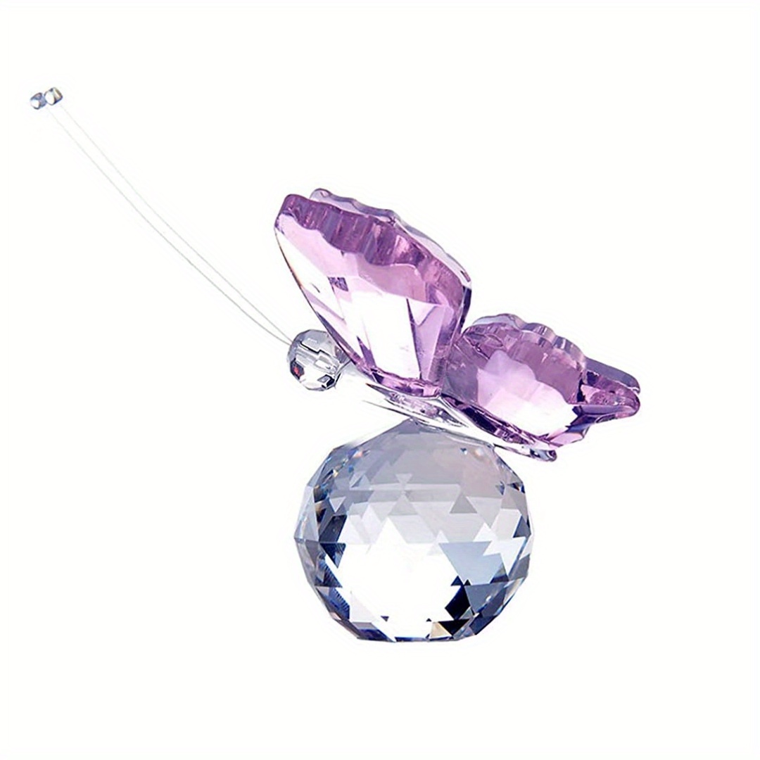 Elbourn Crystal Butterfly, Purple Crystal Glass Flying Butterfly with Ball  Base, Ornament Art Glass Decorative for Home Decor Statue Animal Purple  Glass Butterfly Decor Birthday Collectibles (White) : : Home &  Kitchen