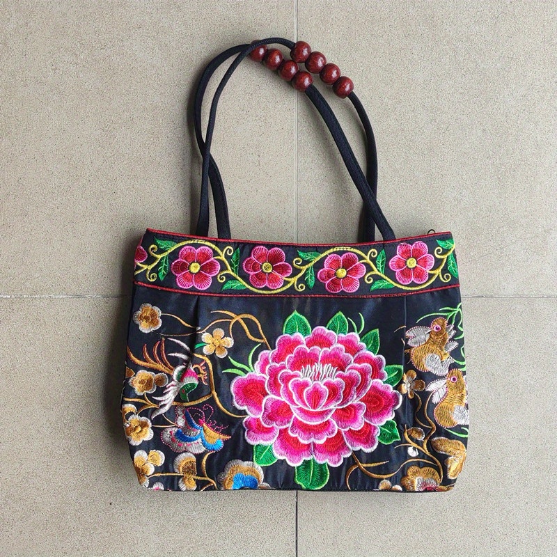 Embroidered Tote Bag With Zipper, Unique Ribbon Embroidery, Handmade Sewing  Bag 
