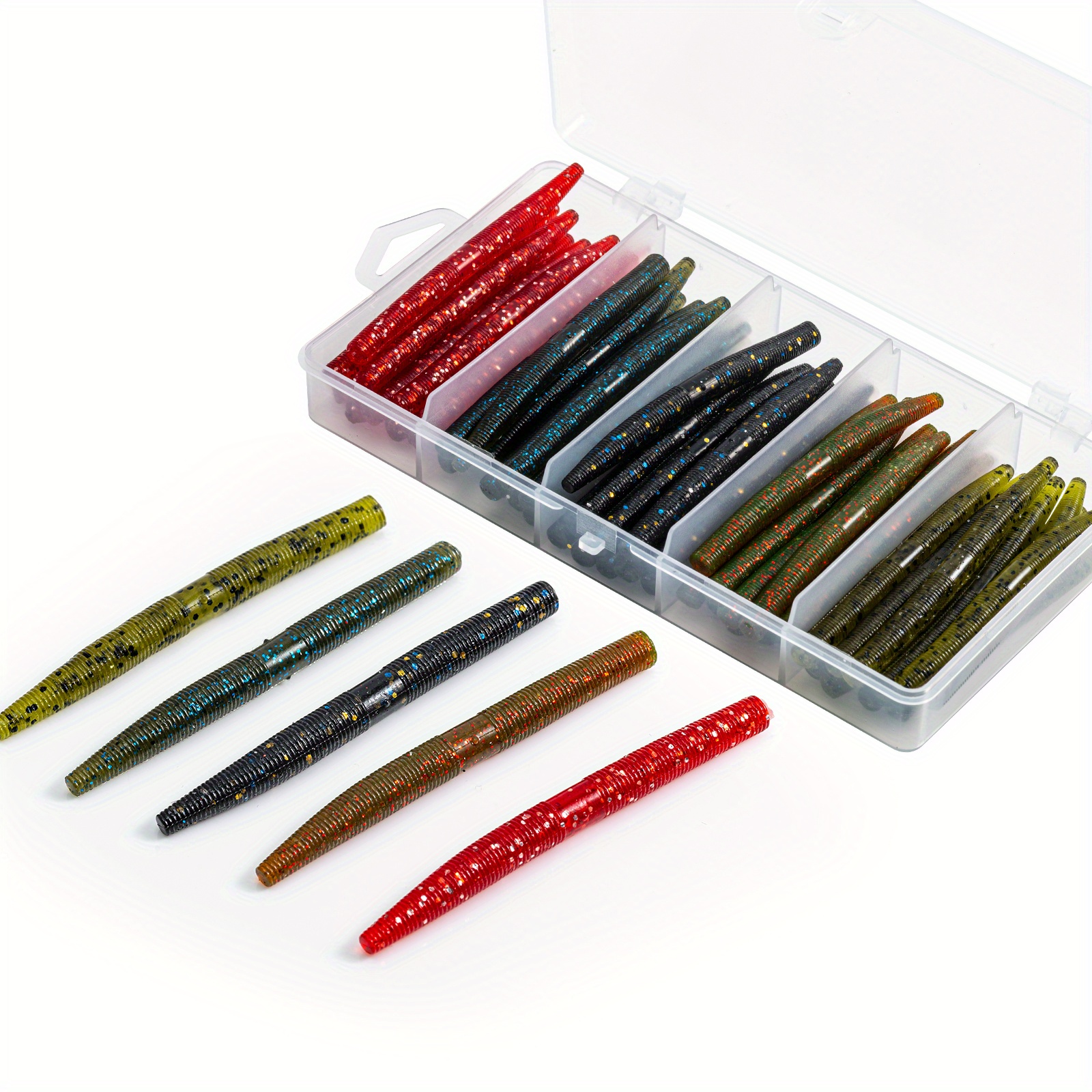 Bombrooster Rubber Worms Senkos 4 5 Salt Impreatation Soft Plastic Lures  Kit Bass Fishing with Hook,Blade,Lock, Soft Plastic Lures -  Canada