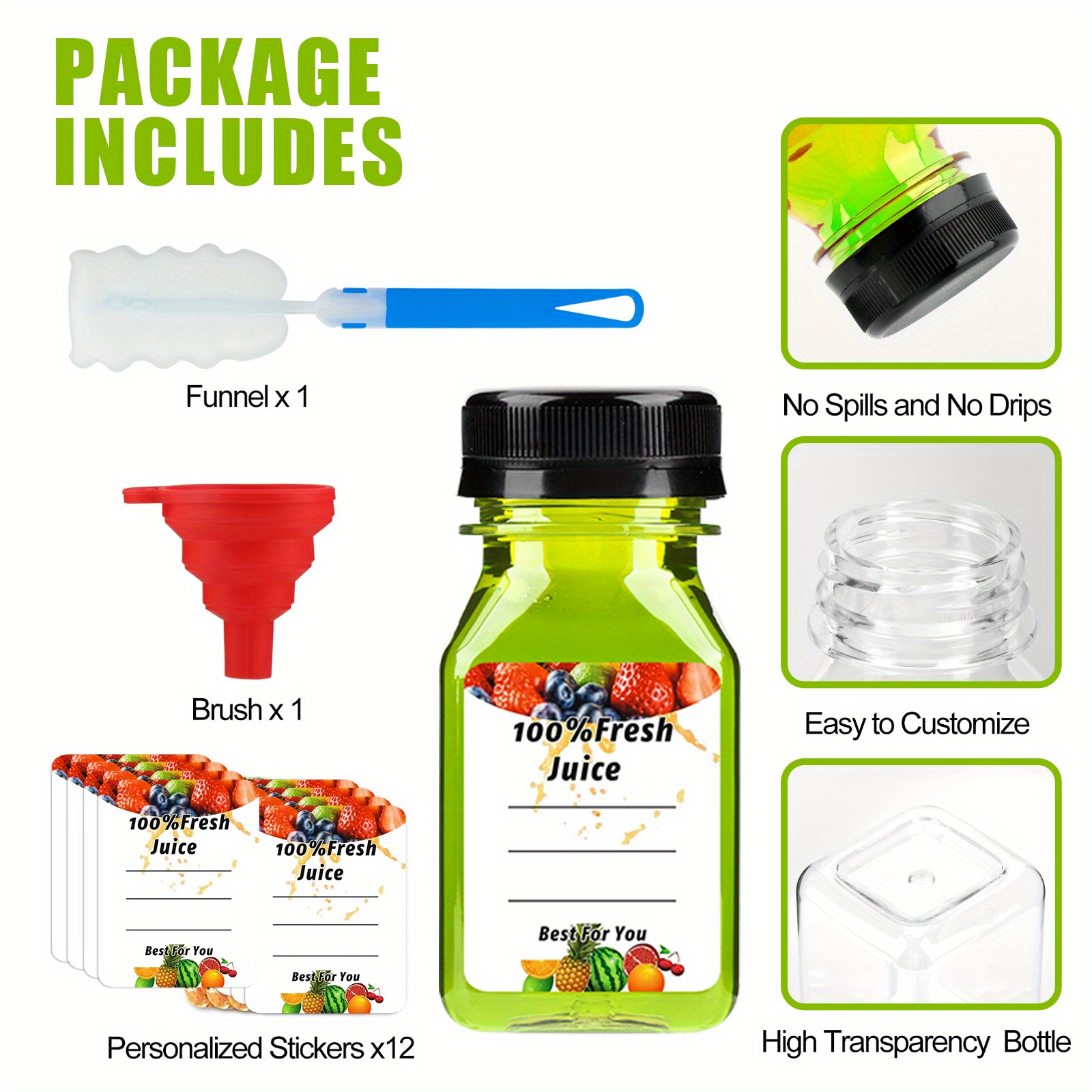 Plastic Juice Bottles With , Reusable Juice Bottles, Mini Fridge Bottles  Reusable, Plastic Container Bottles, Mini Juice Bottles, Clear Juice Bottles  For Juicing, Smoothie, Drinking And Beverages Container For  Restaurants/cafes - Temu