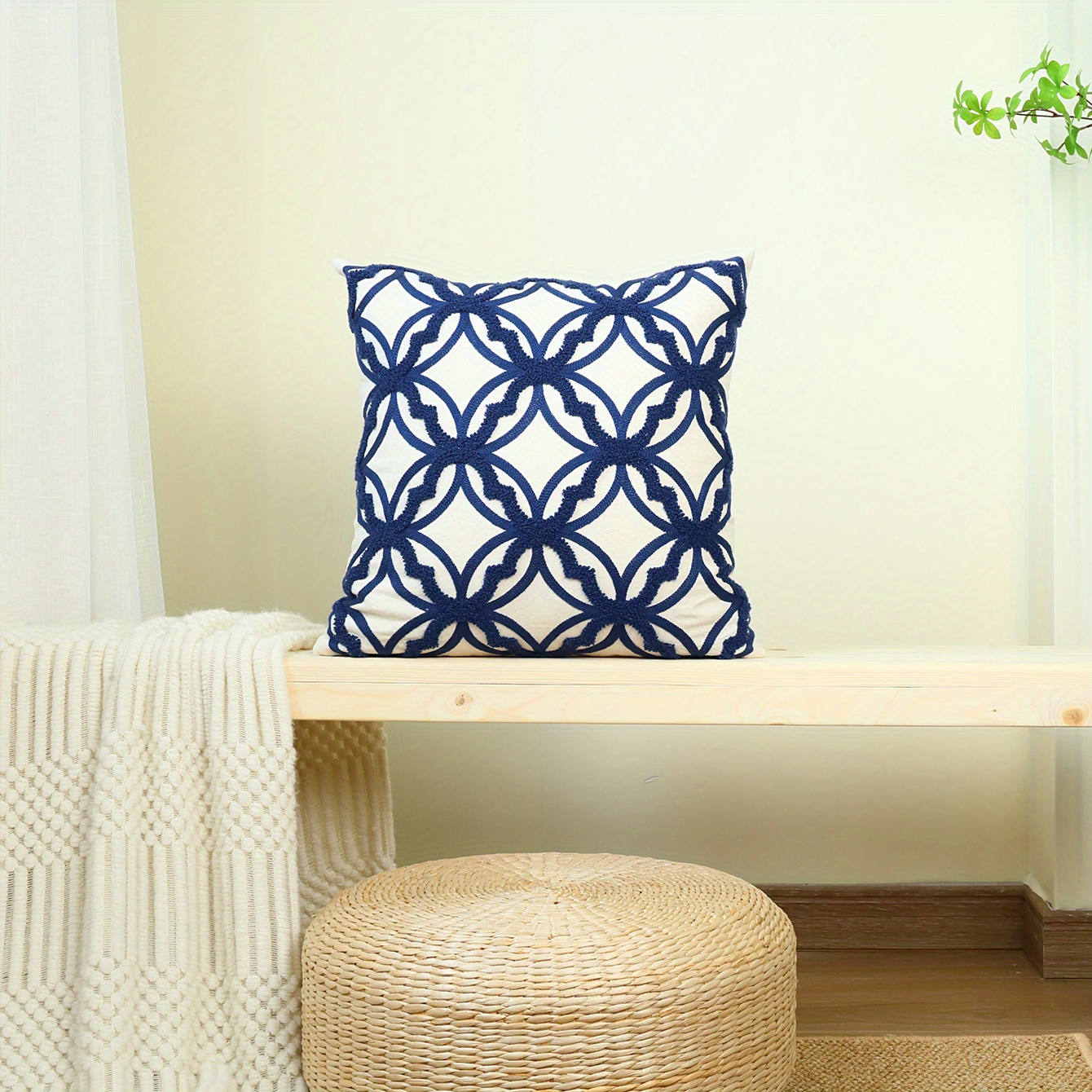Image of 1pc Geometric Pattern Cushion Cover Without Filler, Throw Pillowcase For Sofa, Home Decor