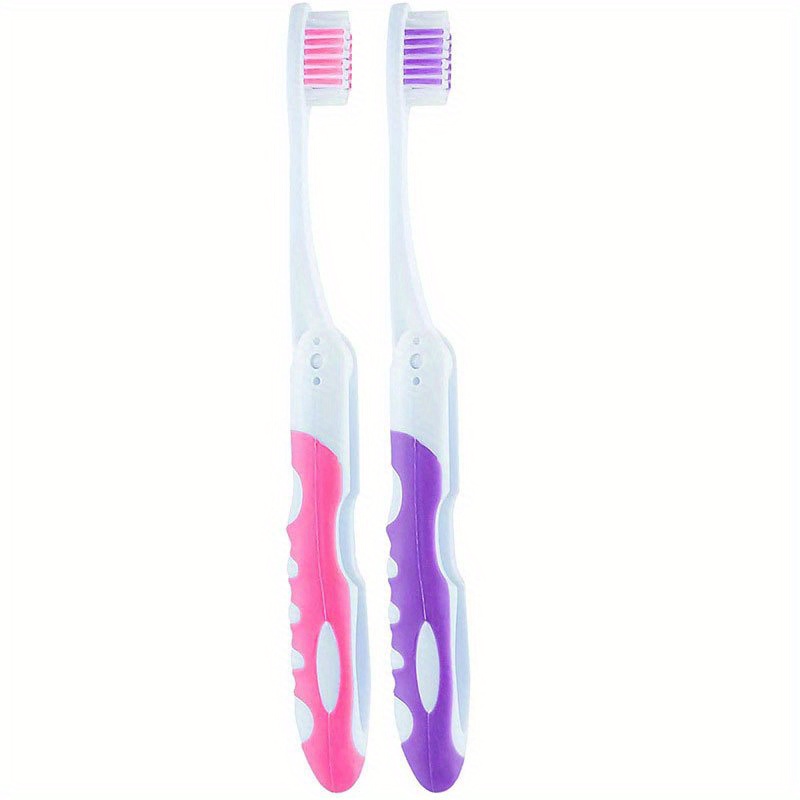 Cepillo de dientes plegable de viaje de 4 piezas, cepillo de dientes suave  portátil con cerdas suaves para encías sensibles (rosa, amarillo, azul