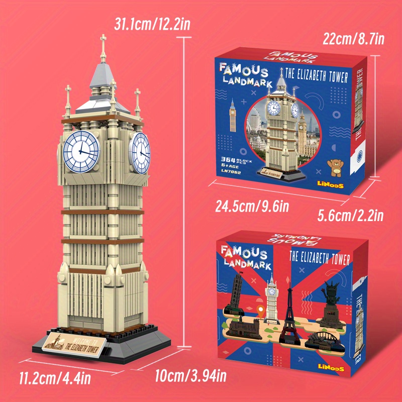 364pcs Big Ben Architecture Plastic Building Blocks - London Landmark  Elizabeth Clock Tower Model - Educational Construction Brick Toy Set For 6+  Kids