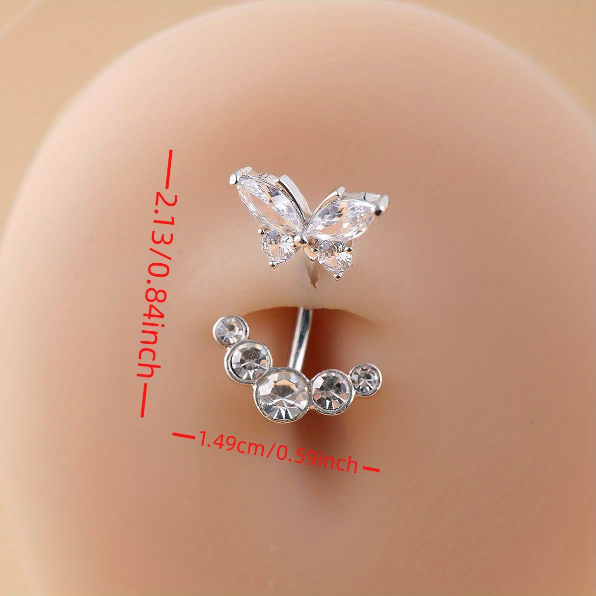 Elegant Unique Butterfly Zircon Belly Button Ring Men Five Temu
