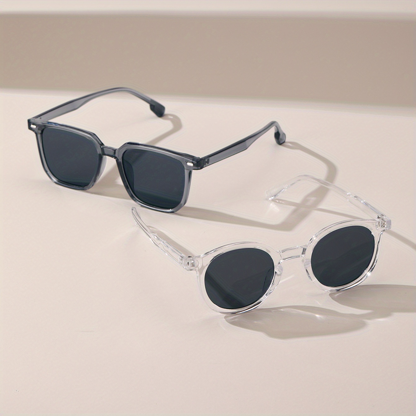 2 Pairs Men's Black Versatile Classic Sunglasses Casual PC Square Frame Sunglasses With Black Glasses Case
