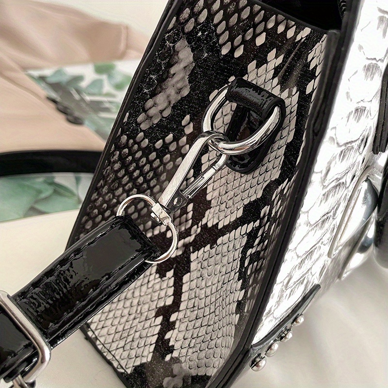 Vintage Snake Buckle Belt For Women, Y2k Style Black Snakeskin