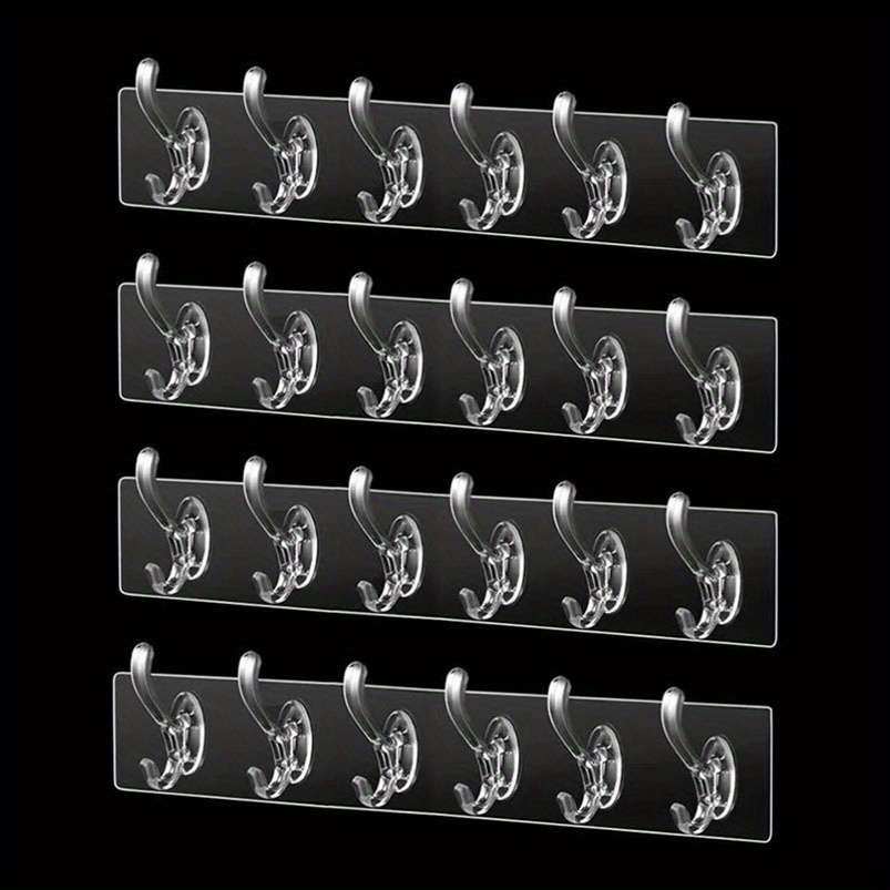 Six Rows Of Plastic Acrylic Hooks Door Hooks For Coats Non - Temu