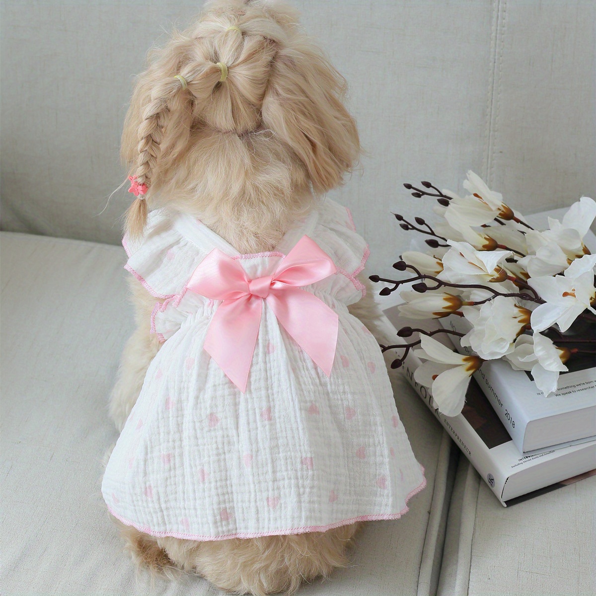 Temu – TEMU Pet Clothing Cute Romantic Heart Harness Ruffle Dress, 1pc