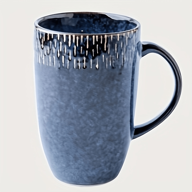 European Retro Ceramic Tall Cup Blue Coffee Mug With - Temu