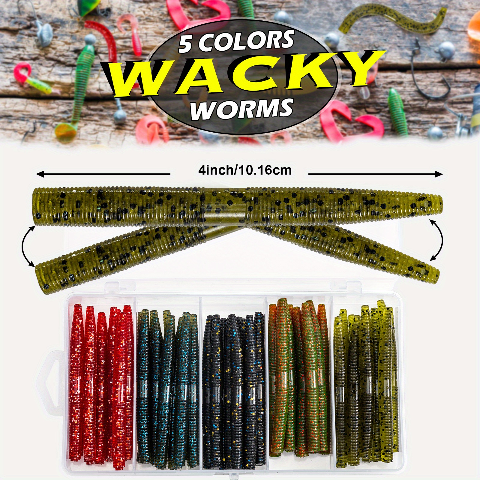 Senko Worms Bass Fishing Lure Kit 30 pk Wacky Rig Worms Soft Plastic Stick  Baits 4 5 inch (Senko Worms (3in, 5 Colors,30pcs)) : : Sports  & Outdoors