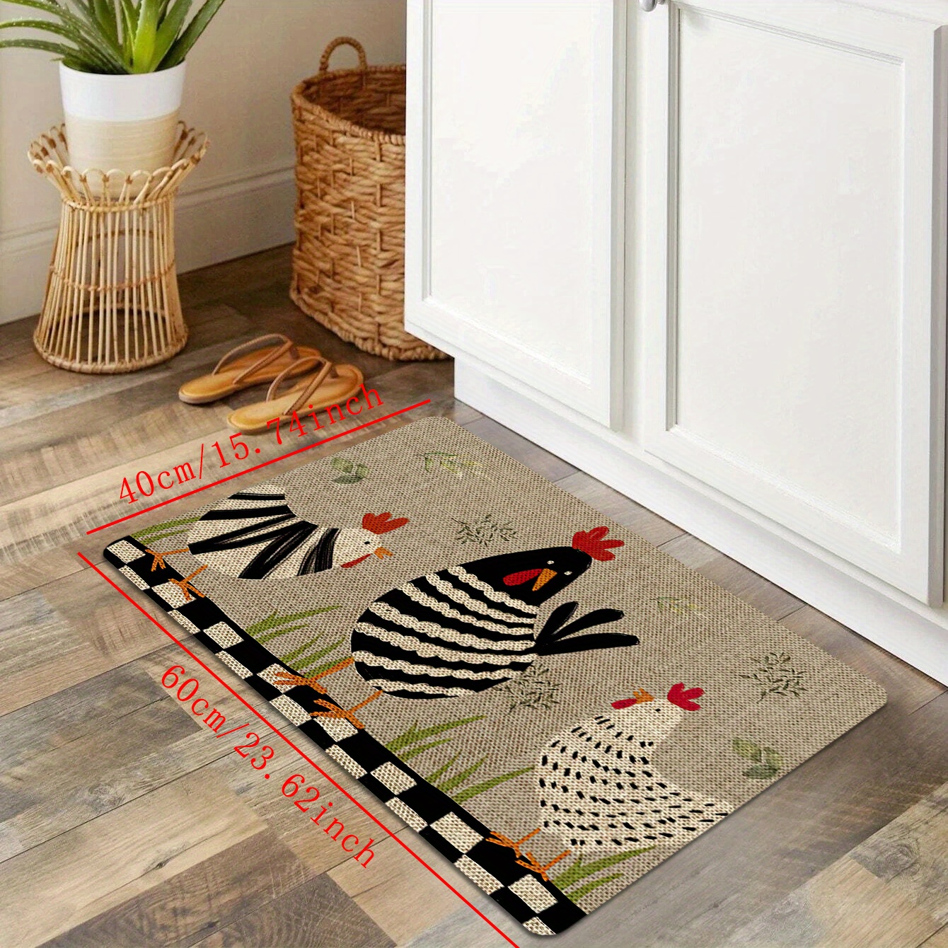 Funny Chicken Pattern Door Mat, 40 X 60cm Indoor Outdoor Entrance Doormat  Non Slip Cute Decorative Carpet Entry Rugs