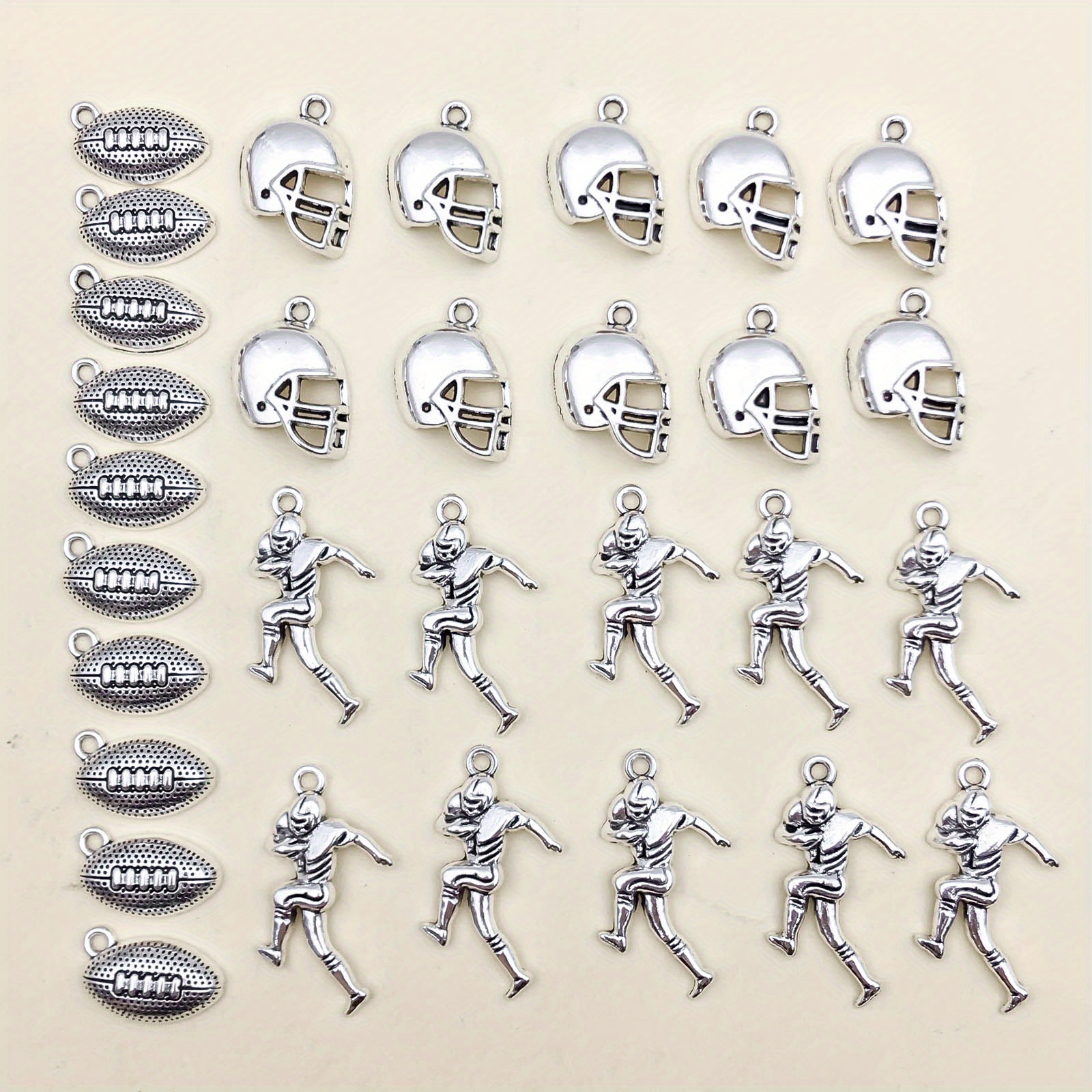 10/20/30PCS Sports Football Charms Pendant for Jewelry Metal