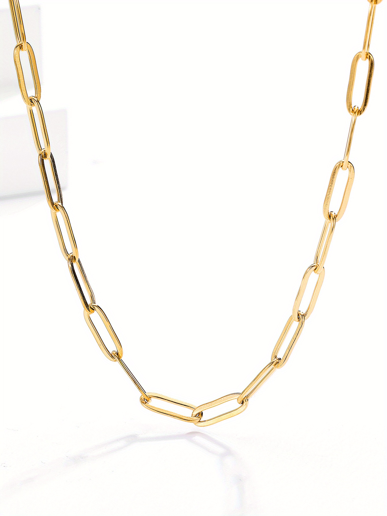 Stainless Steel 18k Gold Plated Golden Paperclip Chain - Temu