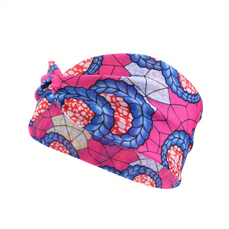 Boho Women Print Cross Knotted Headband Elastic Head Wrap Bandana
