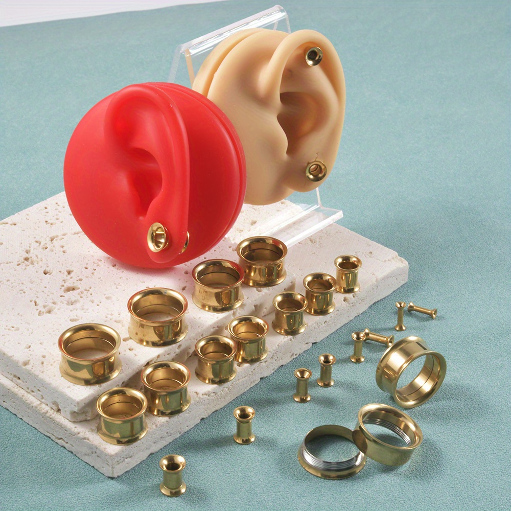 Stainless Steel Internal Threaded Ear Plugs Mix Sizes Temu