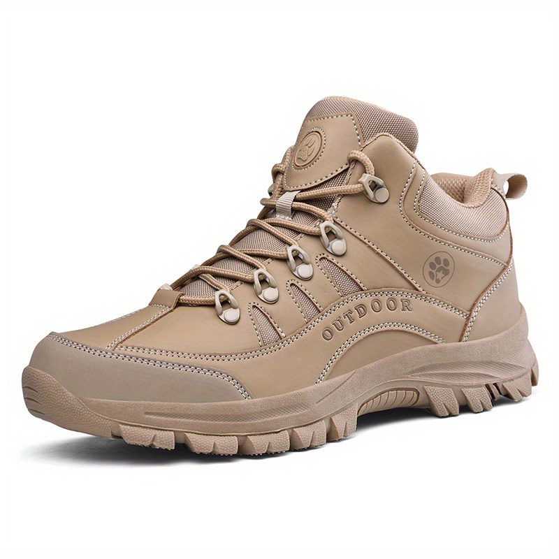 Men's Mid Top Lace Up Hiking Boots Wear Resistant Non Slip Outdoor ...