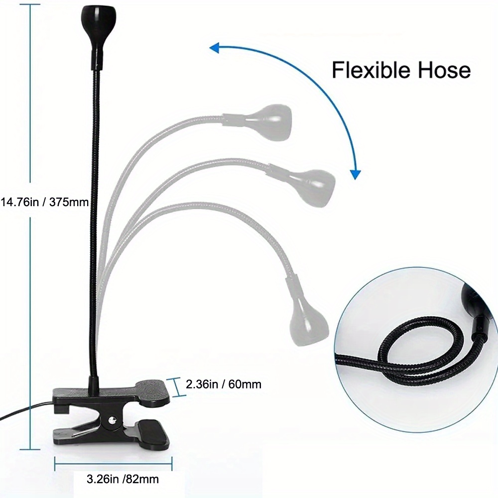 Clip On Book Light Battery Powered Flexible Hose Table Lamp - Temu