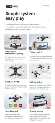 gt3 drone with dual camera 3 batteries optical flow location headless mode altitude hold mode foldable wifi fpv rc quadcopter helicopter toys gift for kids adults beginners details 9