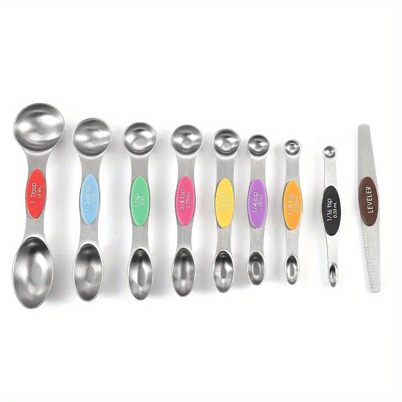 5-Piece Set: Copper Dual-Sided Stackable Magnetic Measuring Spoons