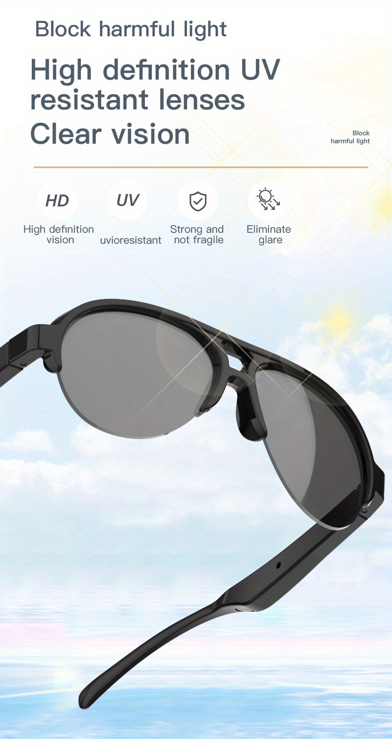  ILVU MyW smart sunglasses with bluetooth-supported open-ear  audio and polarized, UV and blue-light blocking lenses : Electronics