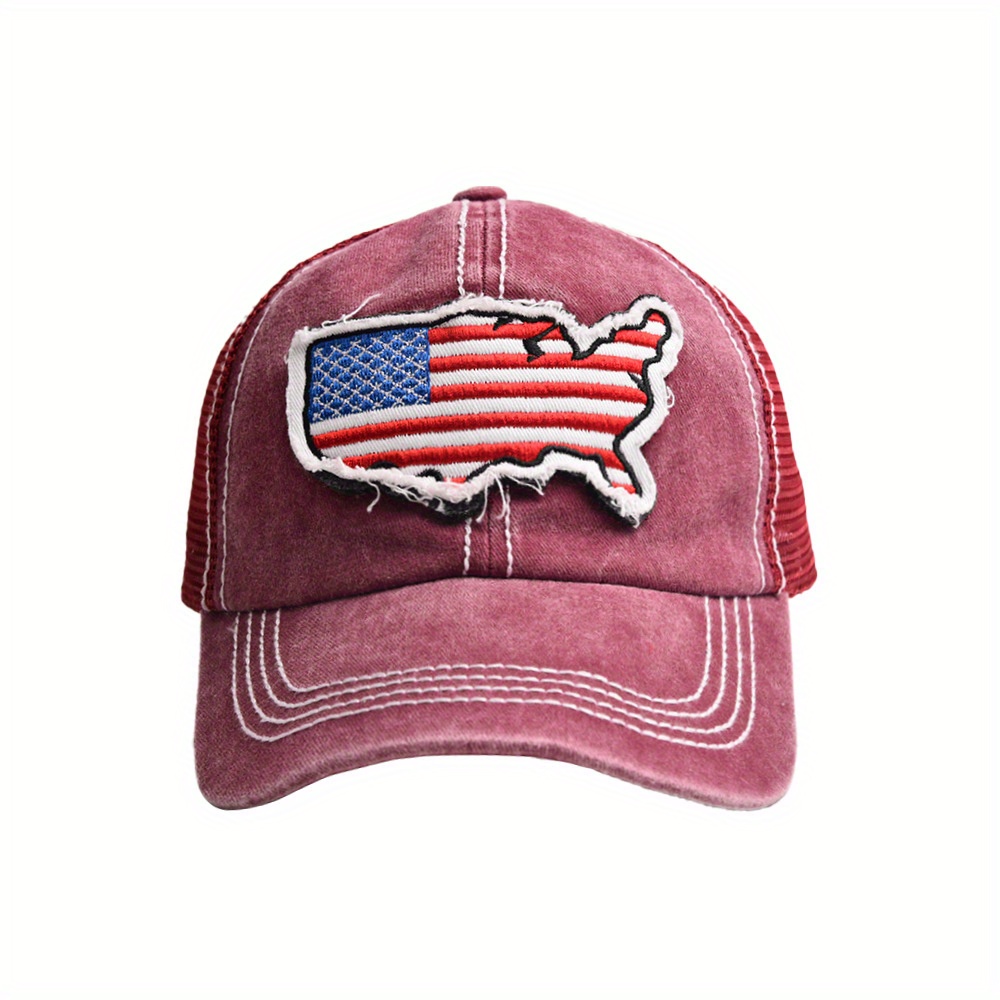 Vintage Trucker Hats for Men American Flag Patch Breathable Mesh