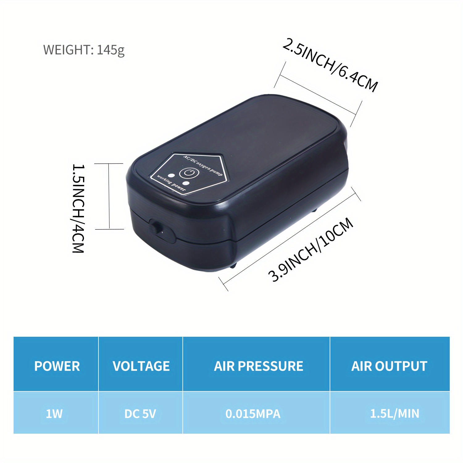 AQQA Powerful Aquarium Air Pump - 10W Adjustable Oxygen Aerator For Large Fish Tanks Up To 600Gal