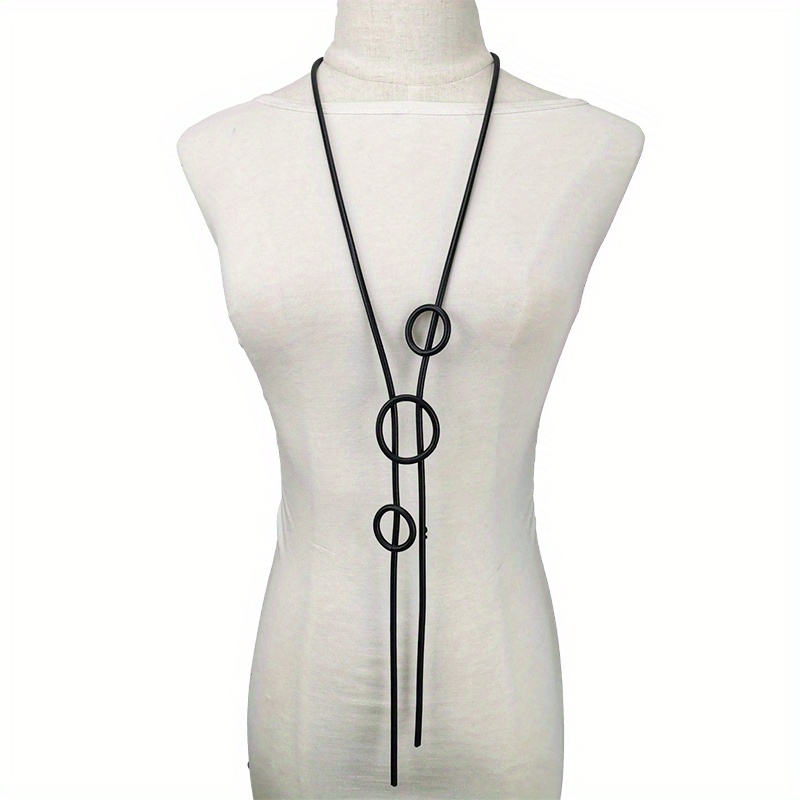Image of Fashion Jewelry Gothic Long Hoop Necklace, Minimalist Accessory