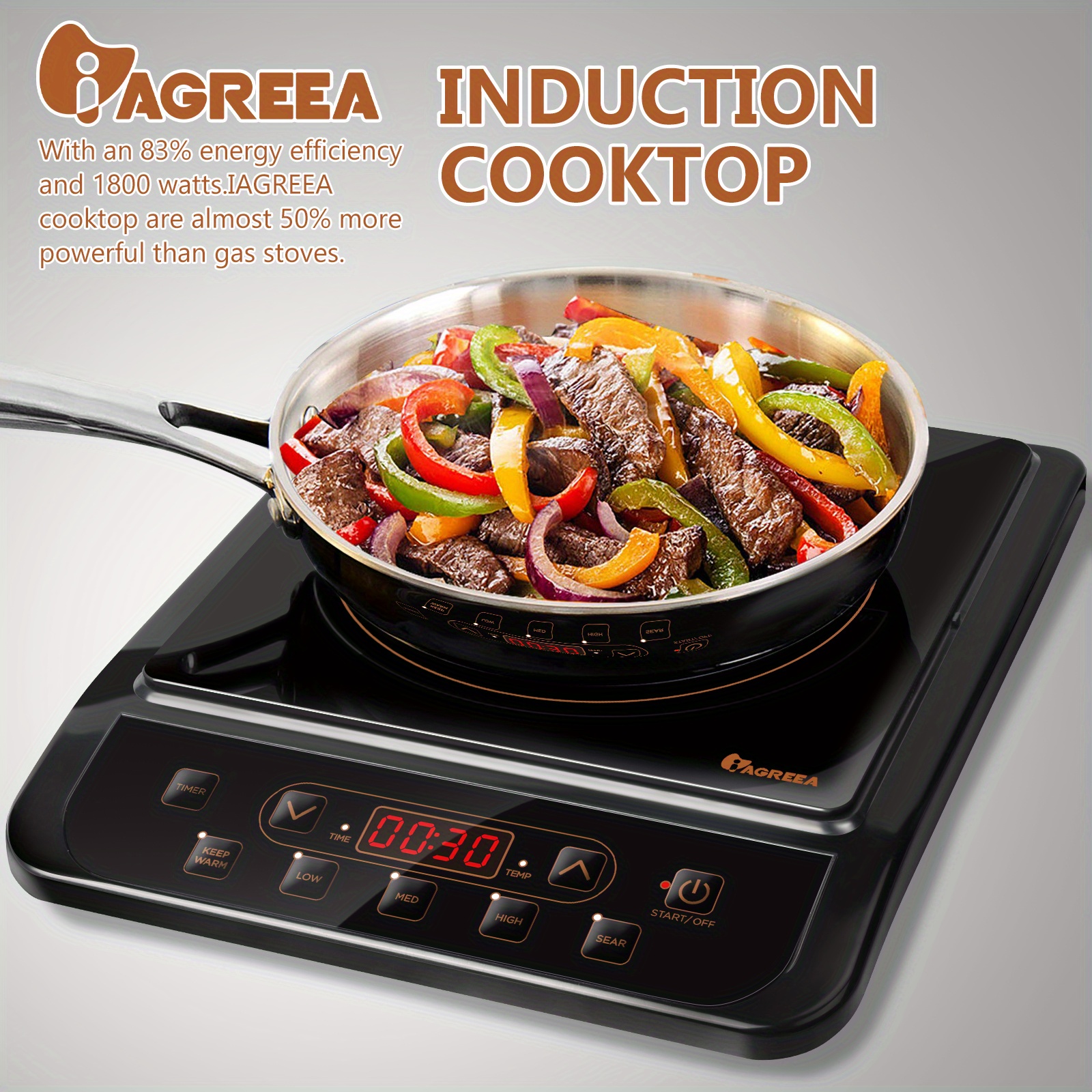 1800W Induction Cooktop Commercial Electric Stove Countertop Burner with  Timer High Power Countertop Induction Burner Induction Cooktop Touch  Control