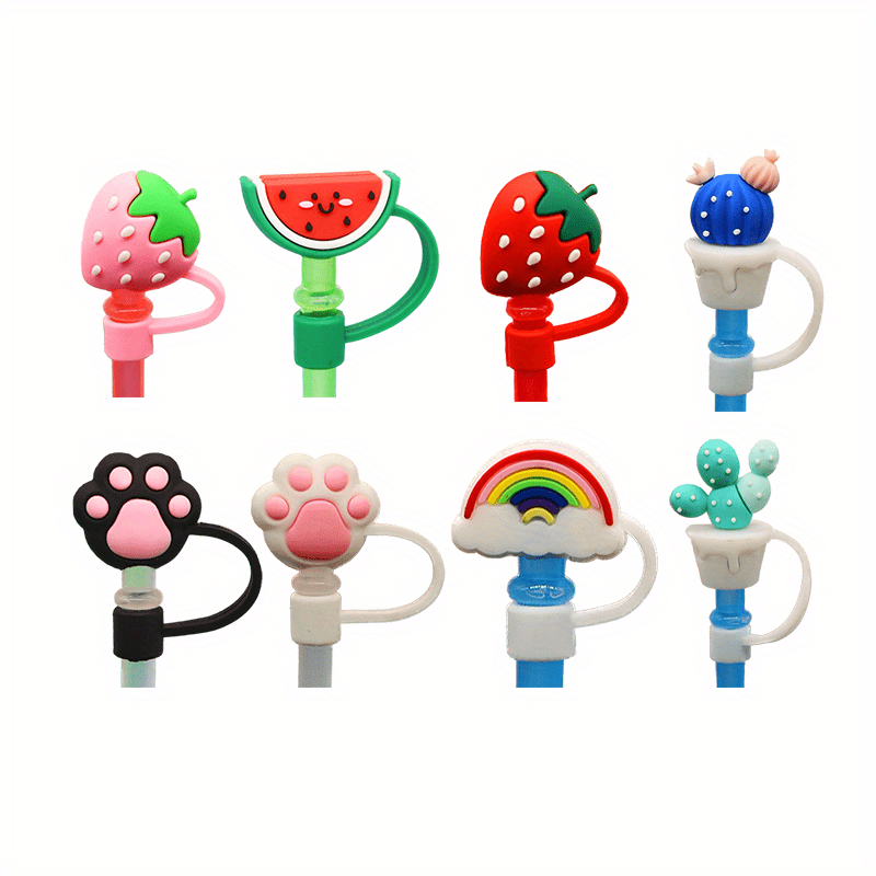 Silicone Straw Cover Straw Reusable Cute Cartoon - Temu