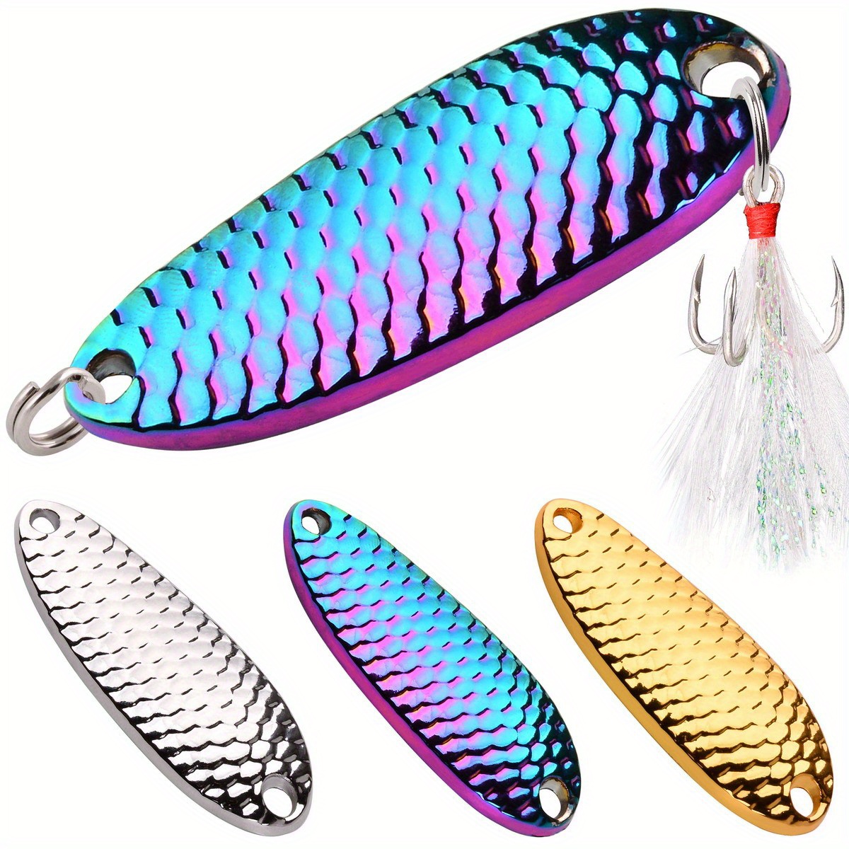 Hard Metal Spinner Spoon Fishing Lure: Catch Fish Treble - Temu United ...