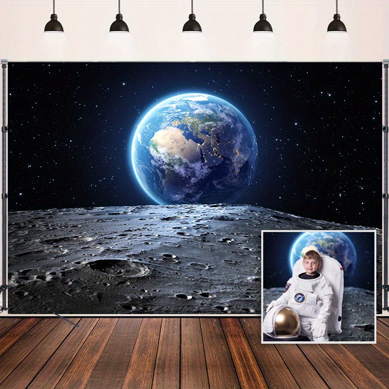 astronaut on moon earth background