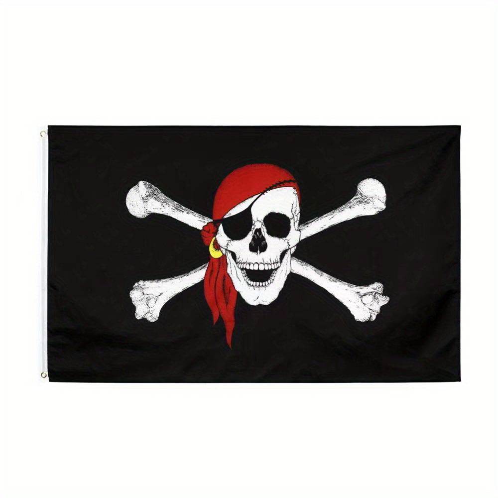 1 Pieza Pirata Jolly Roger Bandana Bandera Impresa Doble - Temu