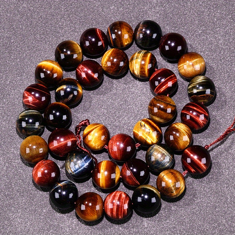 natural three color tiger eye stone loose beads round beads wholesale semi finished products dly jewelry woven bracelet necklace sweater chain details 7