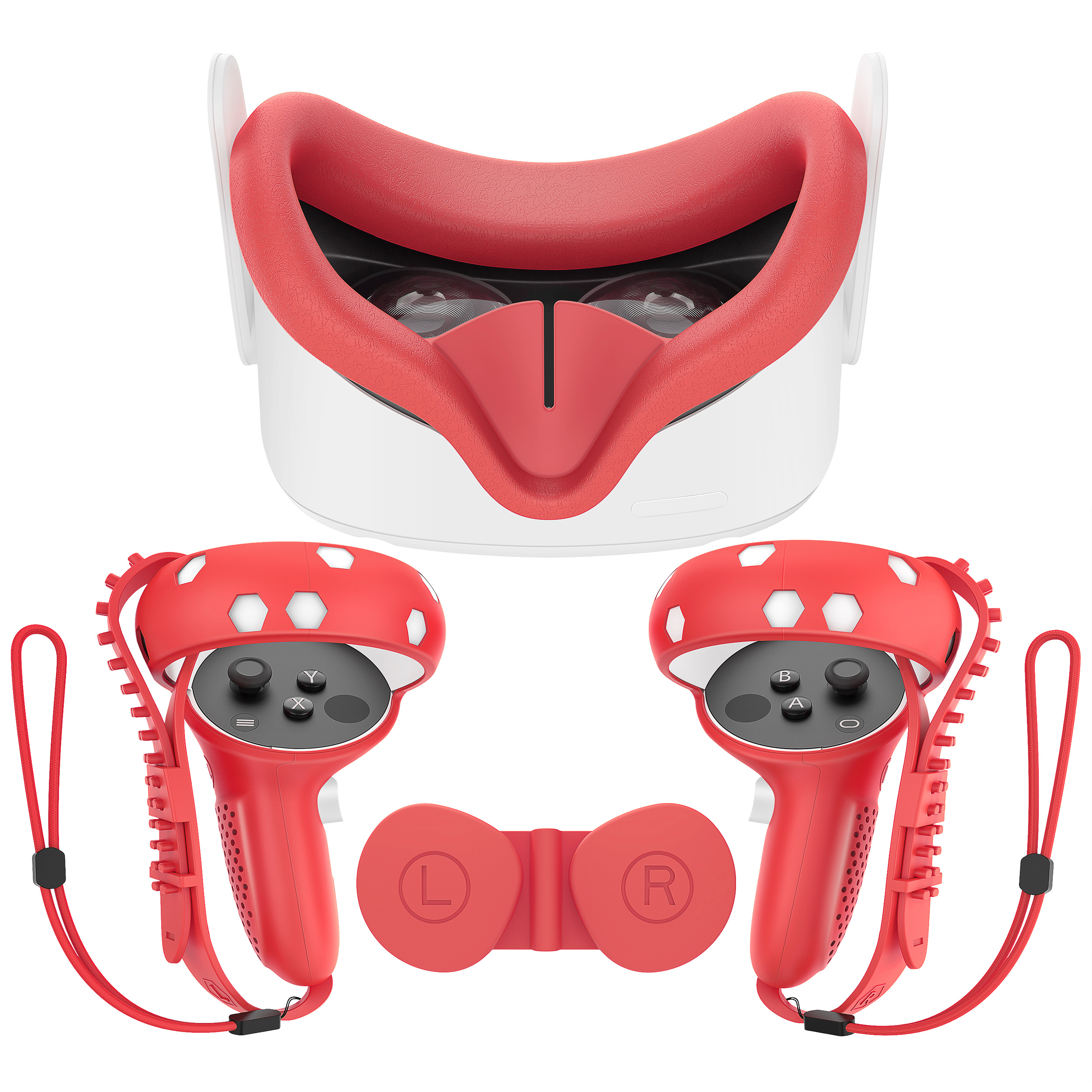 Juego de accesorios de funda protectora Soft VR para Meta Quest 3 Rojo 7  piezas