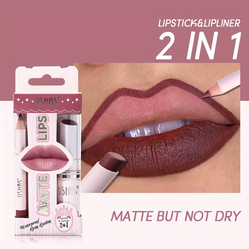 Nude Lipsticks And Lip Liner Set Matte Finish Long Lasting Waterproof 6  Color Valentines Day Gifts, Don't Miss These Great Deals