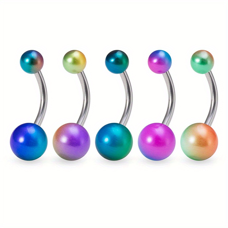 5pcs Stainless Steel Sexy Belly Button Ring Navel Silver Ball Rings Body  Jewelry