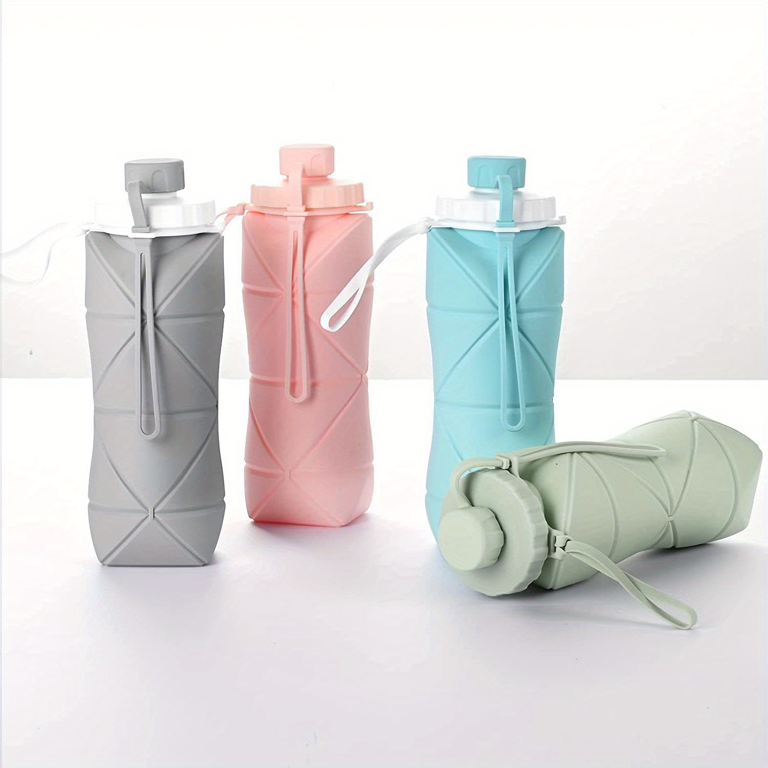 Botella de agua de silicona plegable, contenedor de grado reutilizable de  TPU de grado alimenticio, portátil, para acampar, senderismo, gimnasio,  bote