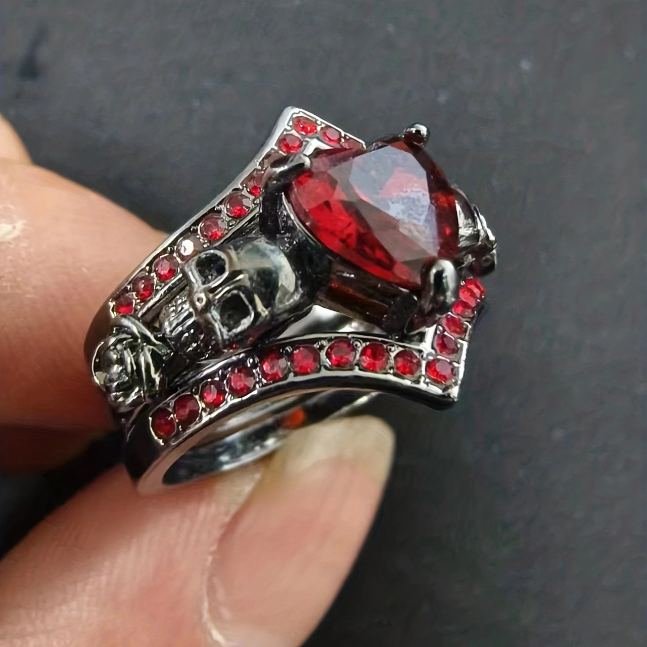 Red heart stone on sale ring