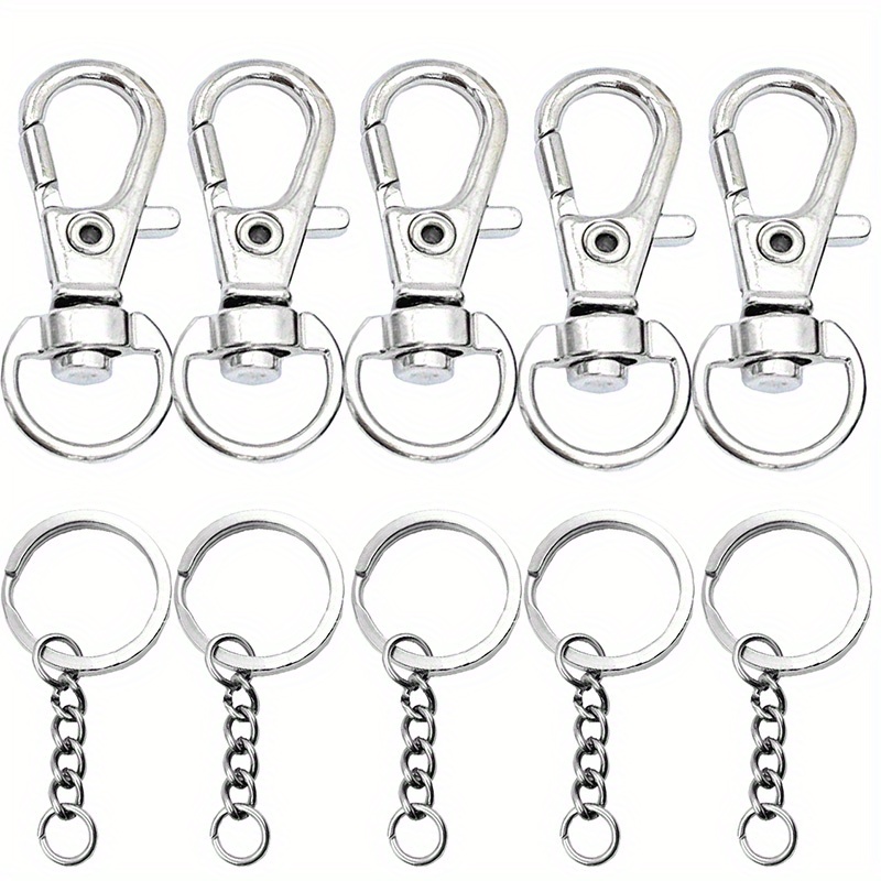 Temu 10pcs Keychain Hooks with Keyring Chain for Men, Key Chain Clip Hooks with Rings, for DIY Process of Hanging Rope Jewelry, Jewels ( 5pcs Zinc Alloy