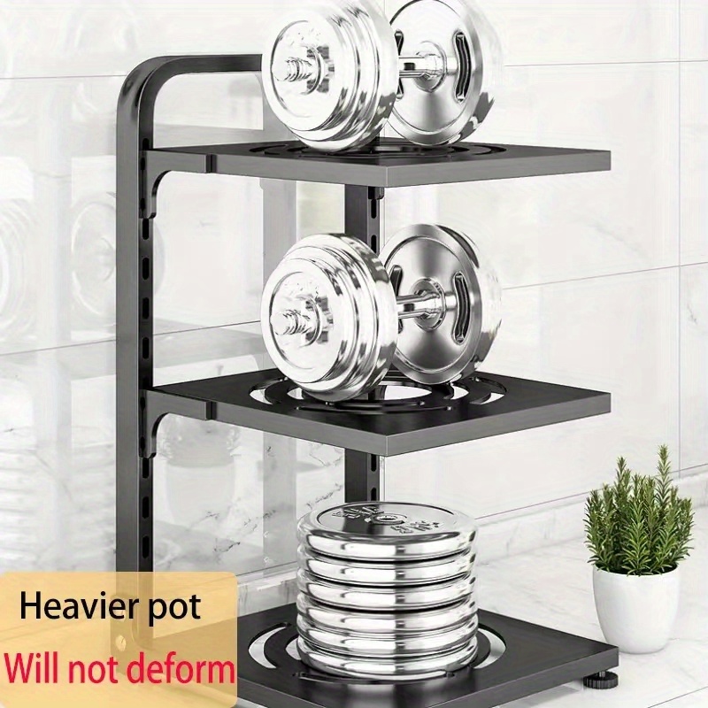 Sakuchi Pots and Pans Organizer for Cabinet, 3 Tiers Heavy-Duty Pot and Pan  Rack for Kitchen Organization, Height Adjustable and Space Saving Pot