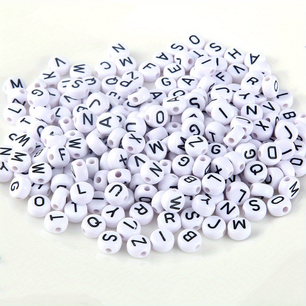 500PCS Acrylic Letter Beads for Bracelets, Alphabet Beads for Jewelry  Making, Crafts, Necklaces, Keychains (Square Black on White)